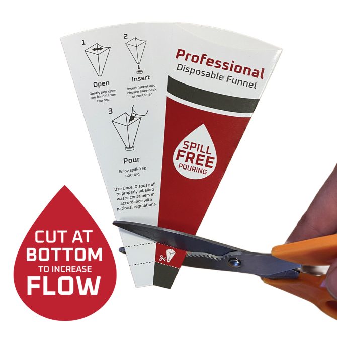 Cut at bottom to increase flow